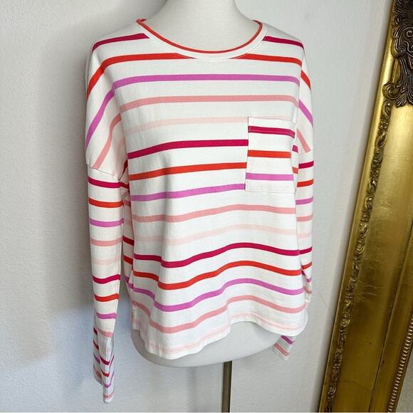NWT Banana Republic Boxy Stripe Long Sleeve in Ivory White Stripe Size Medium - Picture 9 of 9